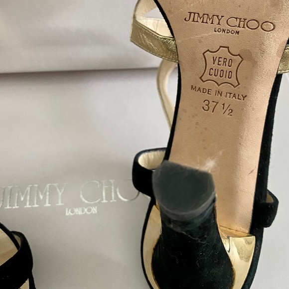 Jimmy Choo Black and Gold Strappy Heel - Picture 6 of 9